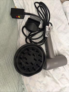 Matte Gray Hair Dryer with Diffuser - Black Attachment Included